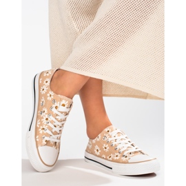 Baskets à fleurs beiges Shelovet, femmes 2