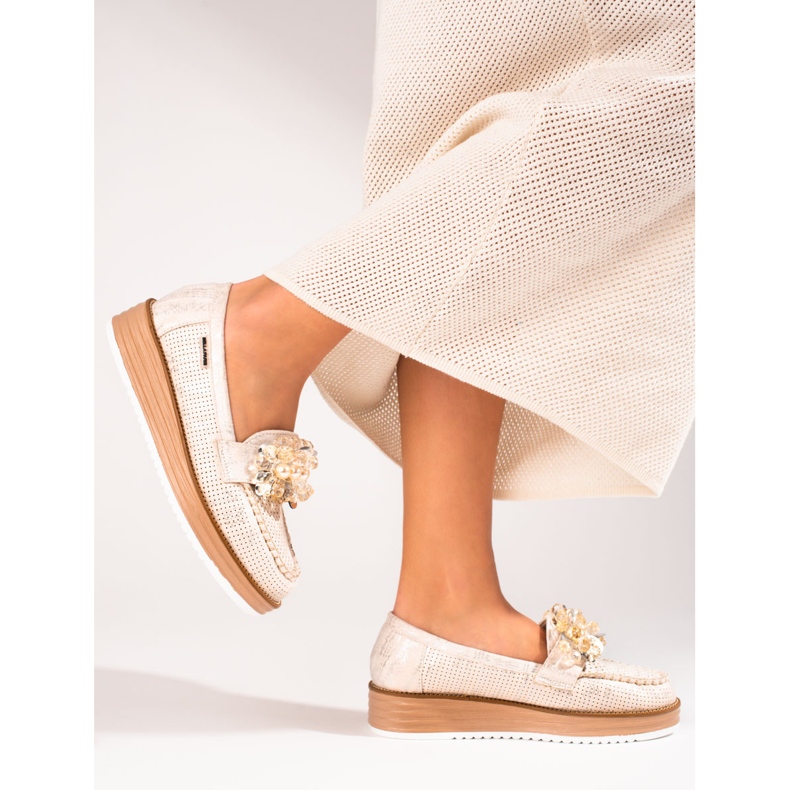 Chaussures femme Shelovet beige avec cristaux 2