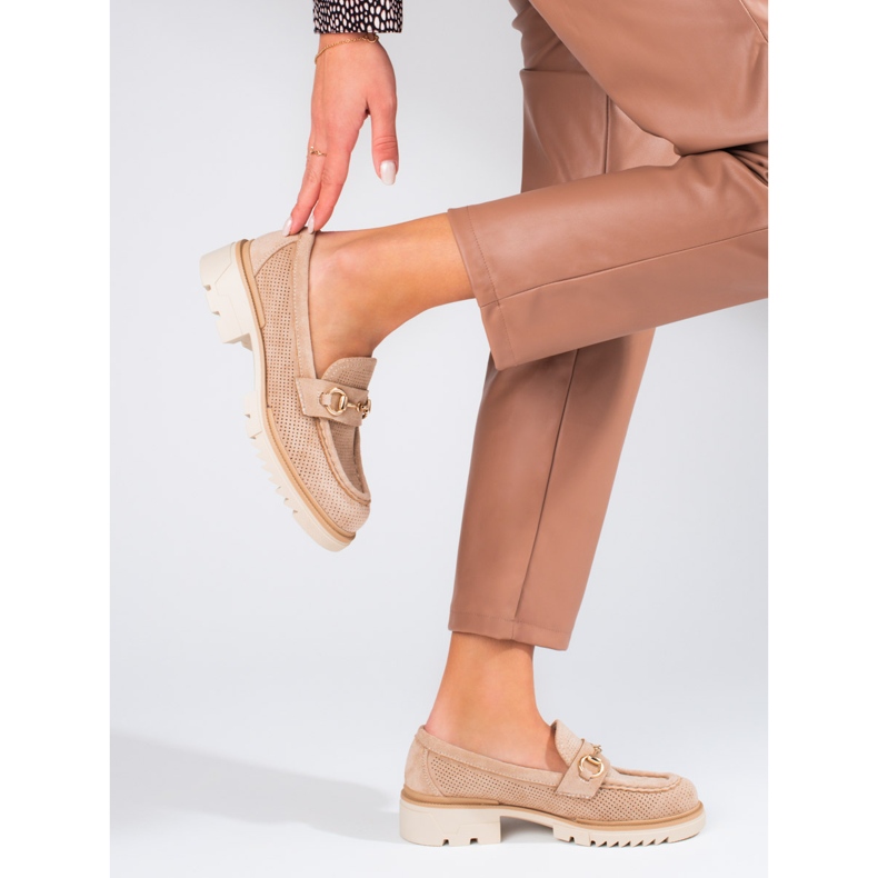 Seastar Mocassins pour femmes ajourés sur la plate-forme beige Shelovet 2