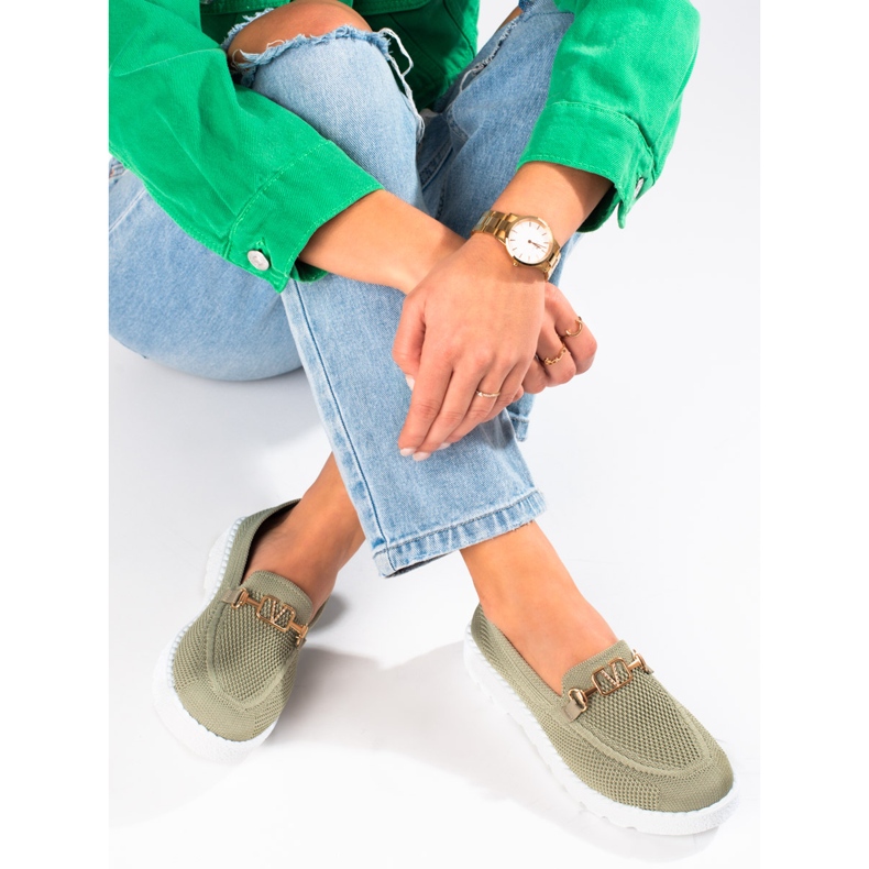 Mocassins textile femme Shelovet olive vert 1