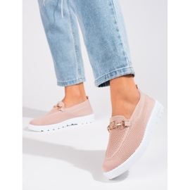 Mocassins femme Shelovet en textile poudré rose 1