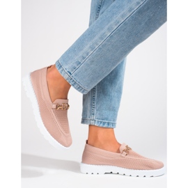 Mocassins femme Shelovet en textile poudré rose 2