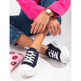 Baskets bleu marine pour femmes Shelovet à plateforme 1 Baskets bleu marine pour femmes Shelovet à plateforme 1