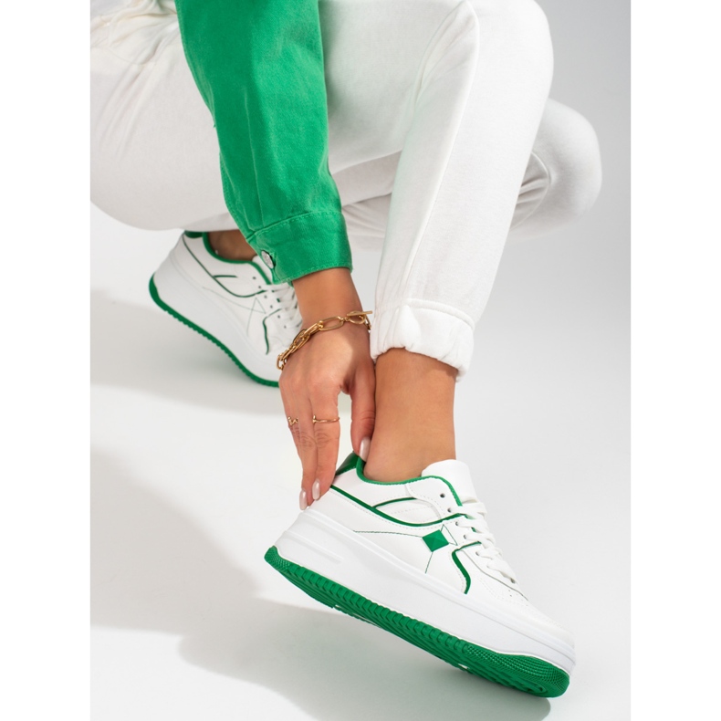 Chaussures de sport femme Shelovet blanc et vert blanche 2