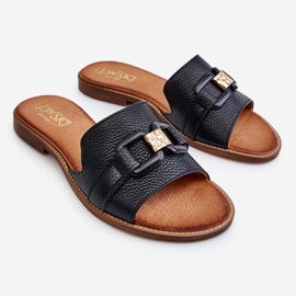 Lewski Shoes Chaussons Femme Cuir Leewski Shoes 3270 Noir doré 1