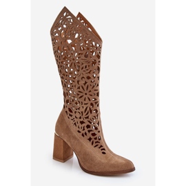Lewski Shoes Bottes Daim Ajourées Leewski Shoes 3234 Beige Foncé 7