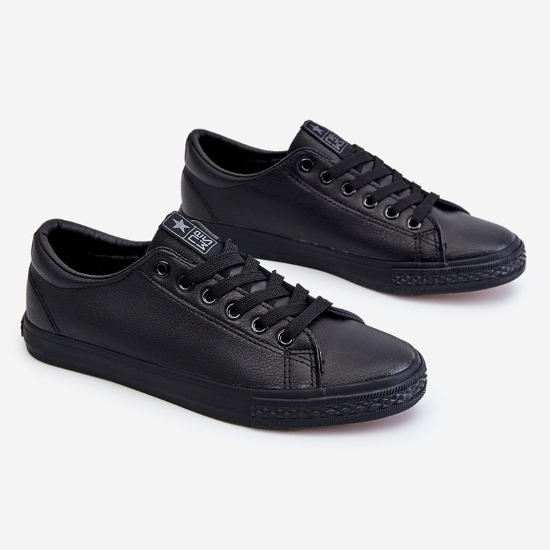 News Baskets classiques à lacets en cuir pour femmes Noir Misima 1