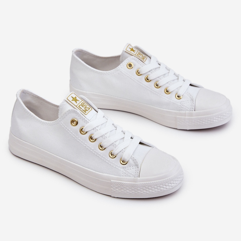 News Baskets Classiques Femme Blanc et Or Ecoma blanche 1