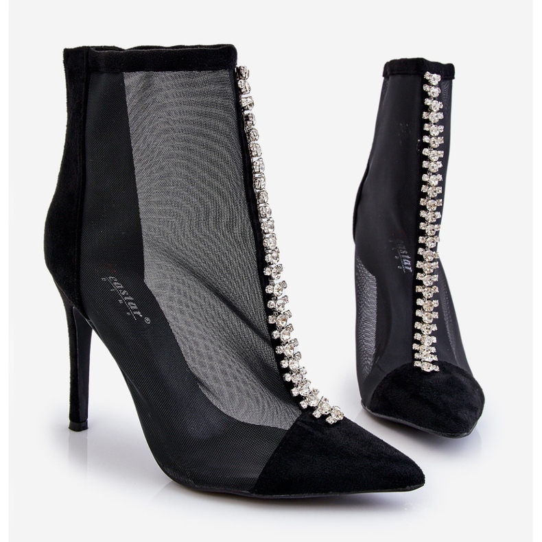 Bottes à talons hauts pour femmes à la mode avec maille noire Rummi 1