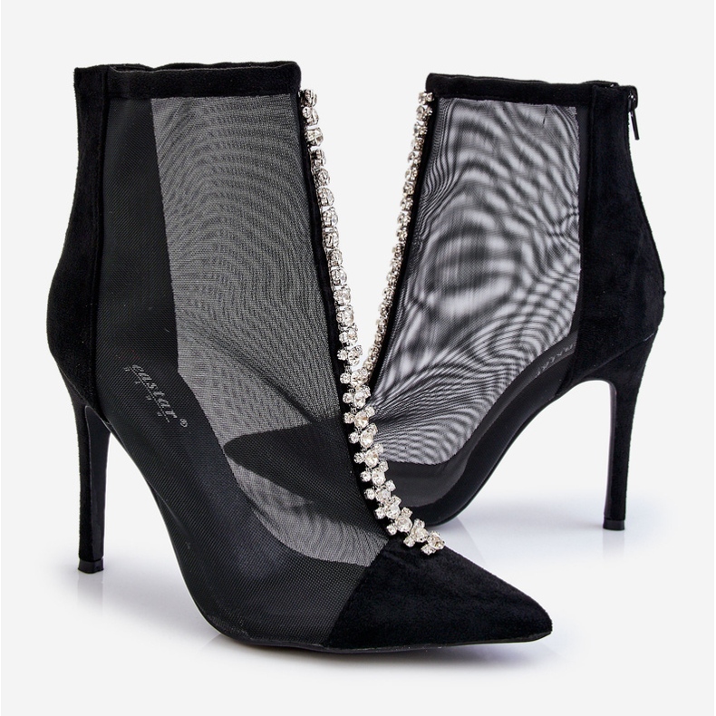 Bottes à talons hauts pour femmes à la mode avec maille noire Rummi 2