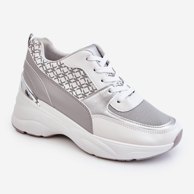 Chaussures De Sport Pour Femmes Sur La Plateforme Blanc Et Gris Ferrina blanche 1
