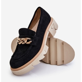 PM1 Mocassins Femme Mocassins Avec Chaîne Noir Luella 1