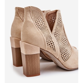 PM1 Bottines à Talons Daim Ajouré Beige Clair Leanna brun 1
