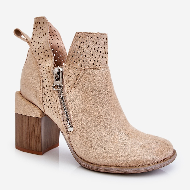 PM1 Bottines Camden Daim à Talons Chunky Beige Clair 2