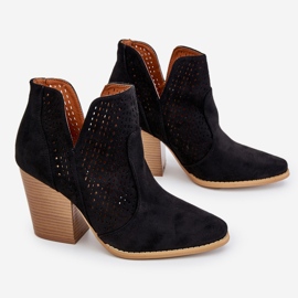PM1 Bottes pour femmes à talon haut en daim ajouré nuances noires le noir 7