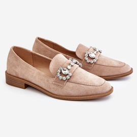 PS1 Elégants mocassins en daim beige foncé Aliya 4