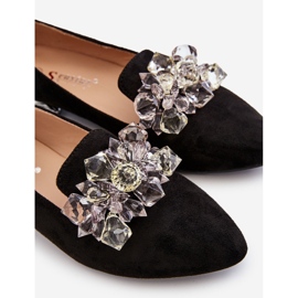 Mocassins ornés à talons plats pour femmes Noir Sloane 1