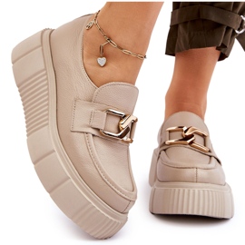 Lemar Chaussures à plateforme en cuir à la mode Beige Marsol 7