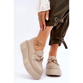Lemar Chaussures à plateforme en cuir à la mode Beige Marsol 1