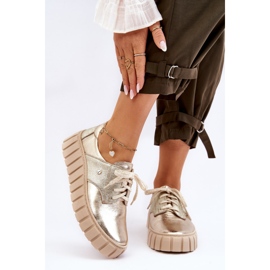 Lemar Chaussures en cuir sur la plate-forme d'hypnose dorée d'or 1