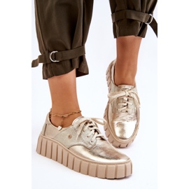 Lemar Chaussures en cuir sur la plate-forme d'hypnose dorée d'or 2