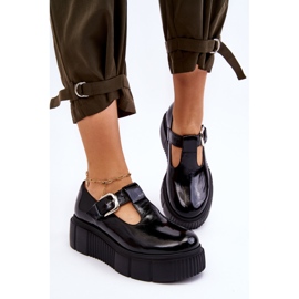 Lemar Chaussures laquées à la mode sur une plate-forme massive, noir Colson le noir 3
