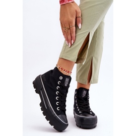 Baskets Hautes Plateforme Textile Big Star LL274155 Noir le noir 2
