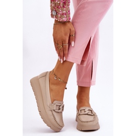 Lemar Mocassins à plateforme en cuir avec ornements Desmond beiges 1 Lemar Mocassins à plateforme en cuir avec ornements Desmond beiges 1