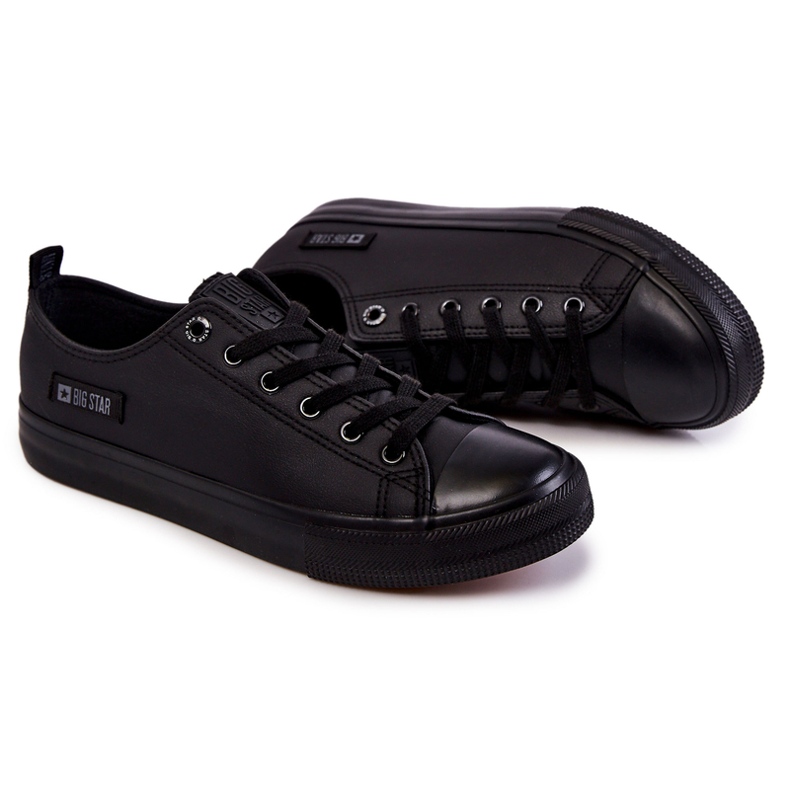 Baskets basses en cuir pour hommes Big Star KK174009 Noir le noir 2 Baskets basses en cuir pour hommes Big Star KK174009 Noir le noir 2