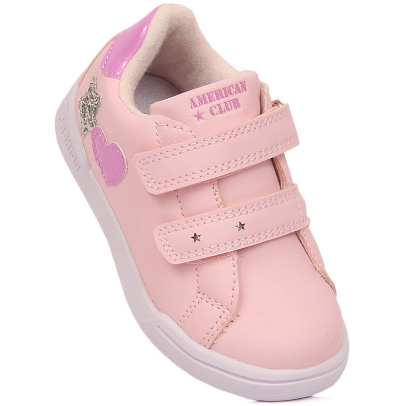 Chaussures de sport fille American Club 125/23 roses à scratch 1