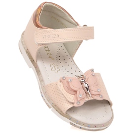 Vinceza 36125 sandales roses pour filles avec un papillon velcro 1
