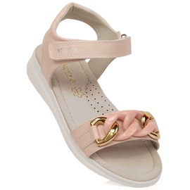 Sandales pour filles avec une chaîne velcro rose Vinceza 36127 1