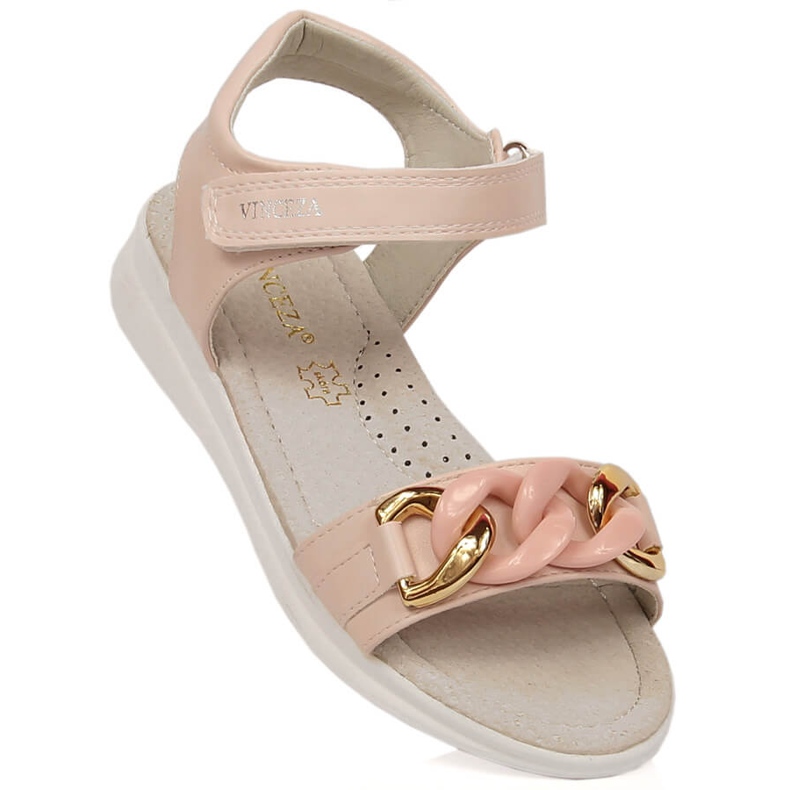 Sandales pour filles avec une chaîne velcro rose Vinceza 36127 1