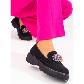 Vinceza chaussures pour femmes noires avec des cristaux le noir 1