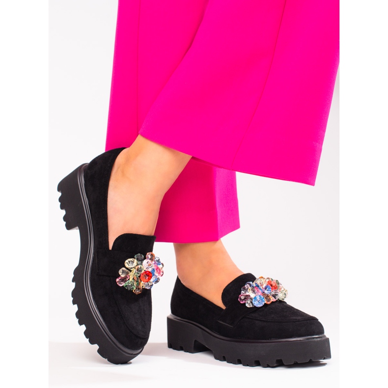 Vinceza chaussures pour femmes noires avec des cristaux 2