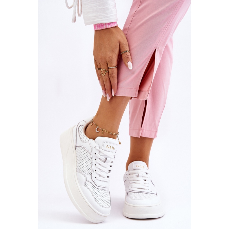 Chaussures de sport confortables pour femme GOE LL2N4054 Blanc-Beige 2
