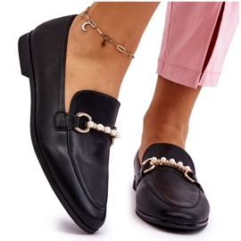 PG1 Mocassins Femme En Cuir Avec Perles Décoratives Noir Ishan le noir 7