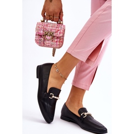 PG1 Mocassins Femme En Cuir Avec Perles Décoratives Noir Ishan 2