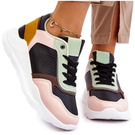 PG1 Baskets à plateforme en cuir pour femmes Chaya noir et vert le noir 6