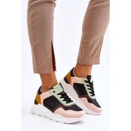 PG1 Baskets à plateforme en cuir pour femmes Chaya noir et vert le noir 4