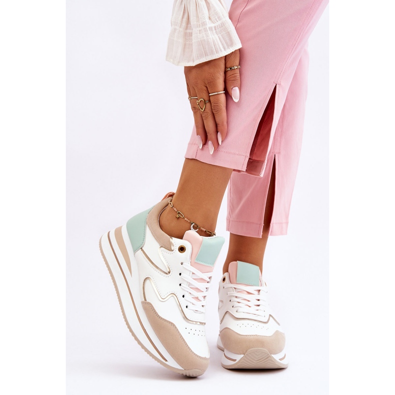 PG1 Chaussures de sport en cuir Roen blanc et beige à la mode blanche 1