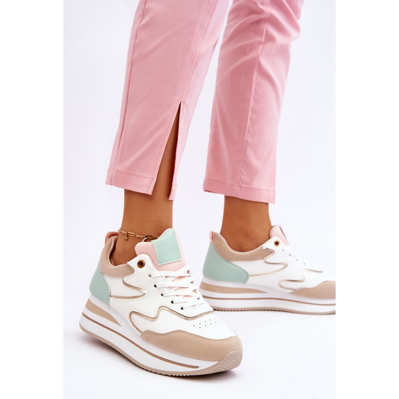 PG1 Chaussures de sport en cuir Roen blanc et beige à la mode blanche 2