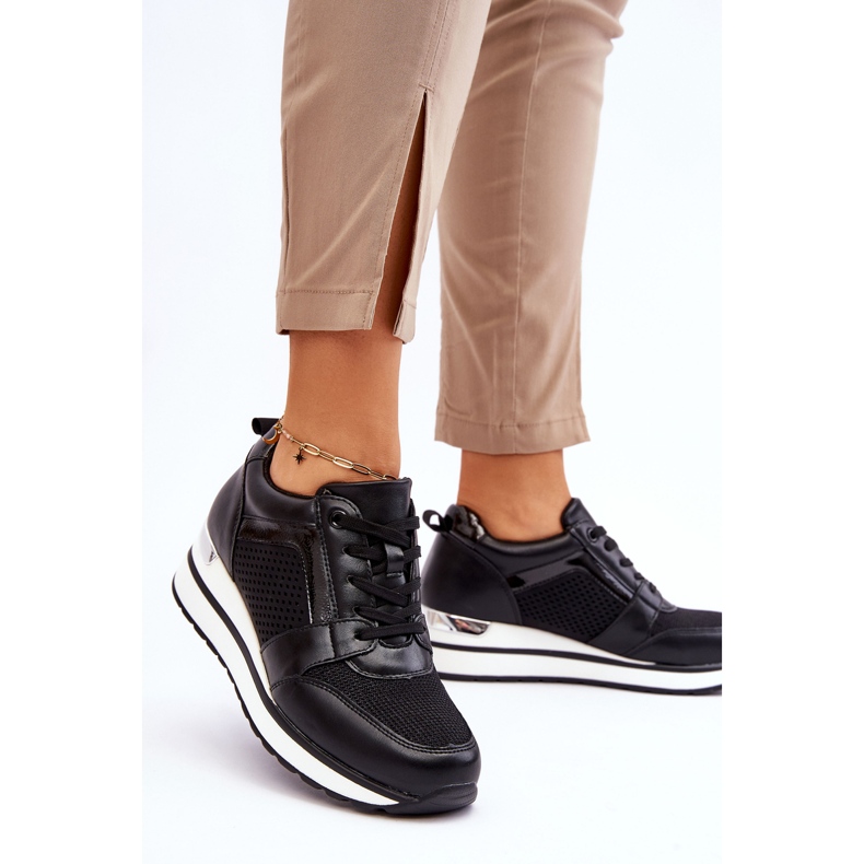 PG1 Chaussures de sport en cuir à semelle compensée basse Braylen noires le noir 2