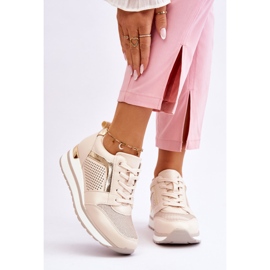 PG1 Chaussures De Sport En Cuir Sur Un Compensé Bas Beige Braylen 1