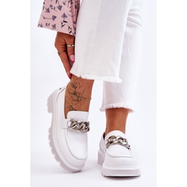 Mocassins Cuir Avec Chaîne GOE LL2N4038 Blanc 1