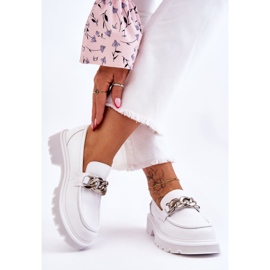 Mocassins Cuir Avec Chaîne GOE LL2N4038 Blanc 2