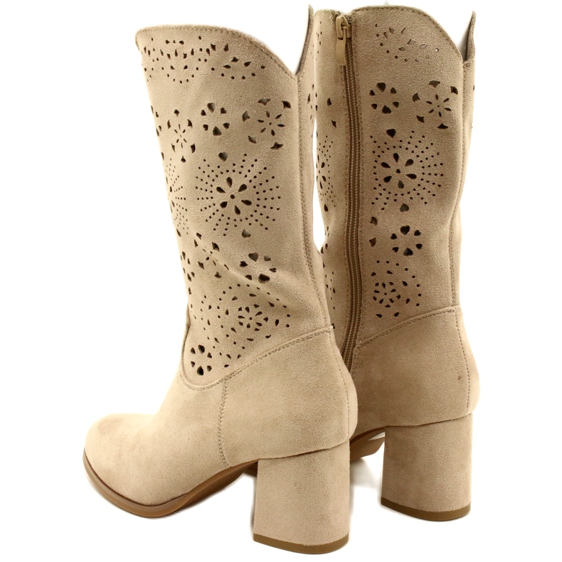 M.Daszyński Bottines ajourées femme, daim, J.Beige 3