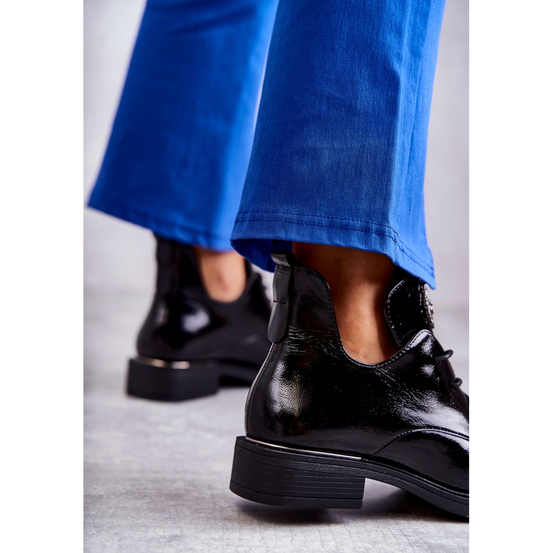 Vinceza Bottines Lacées Laquées Avec Découpes Noir Fabiana le noir 2