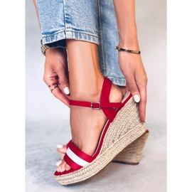 Espadrilles compensées rouges, rouge 9072 Rouge 2