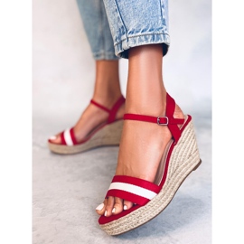 Espadrilles compensées rouges, rouge 9072 Rouge 3